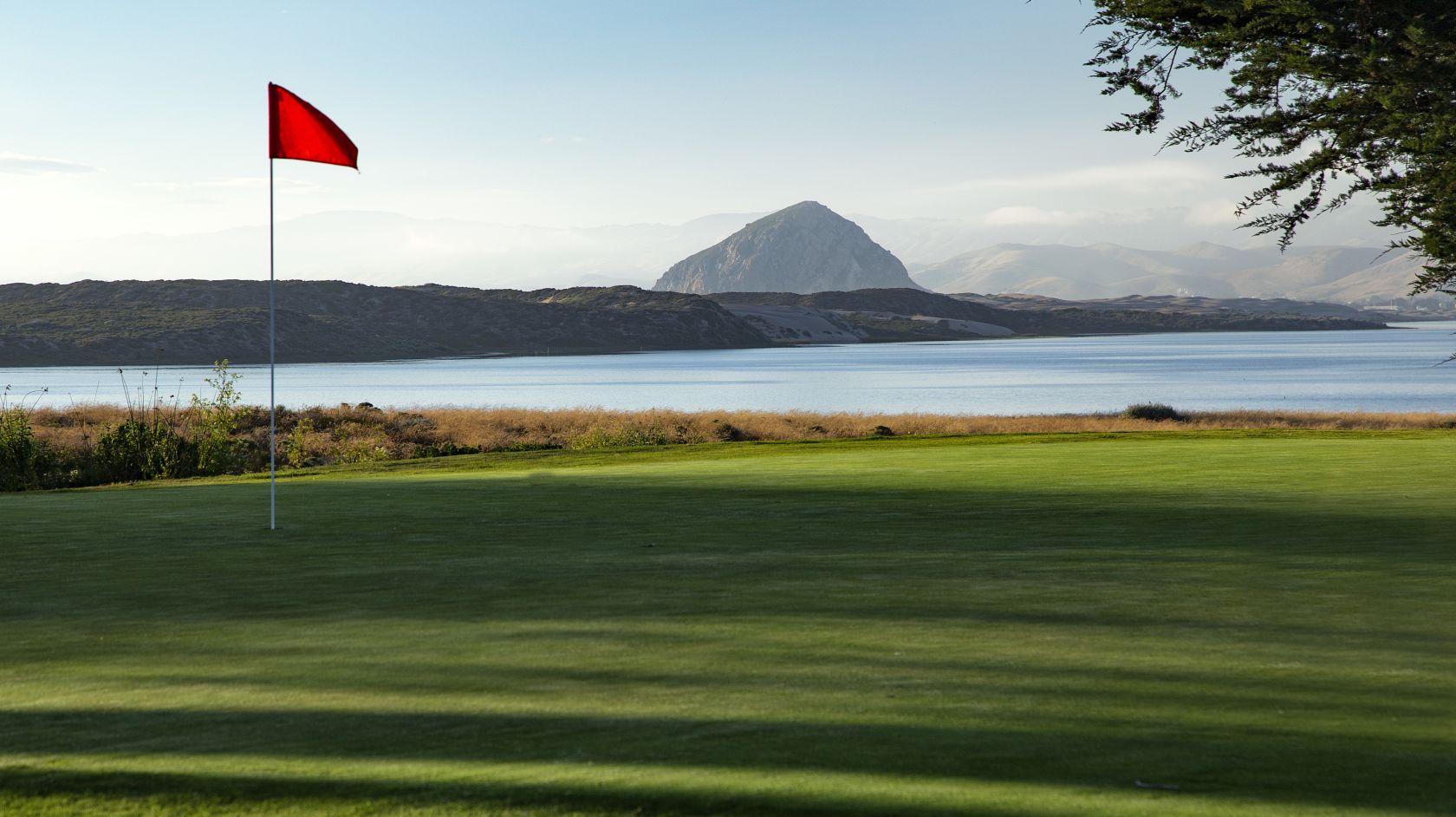 Sea Pines Resort's impeccable golf green overlooking Los Osos back bay and Morro Rock